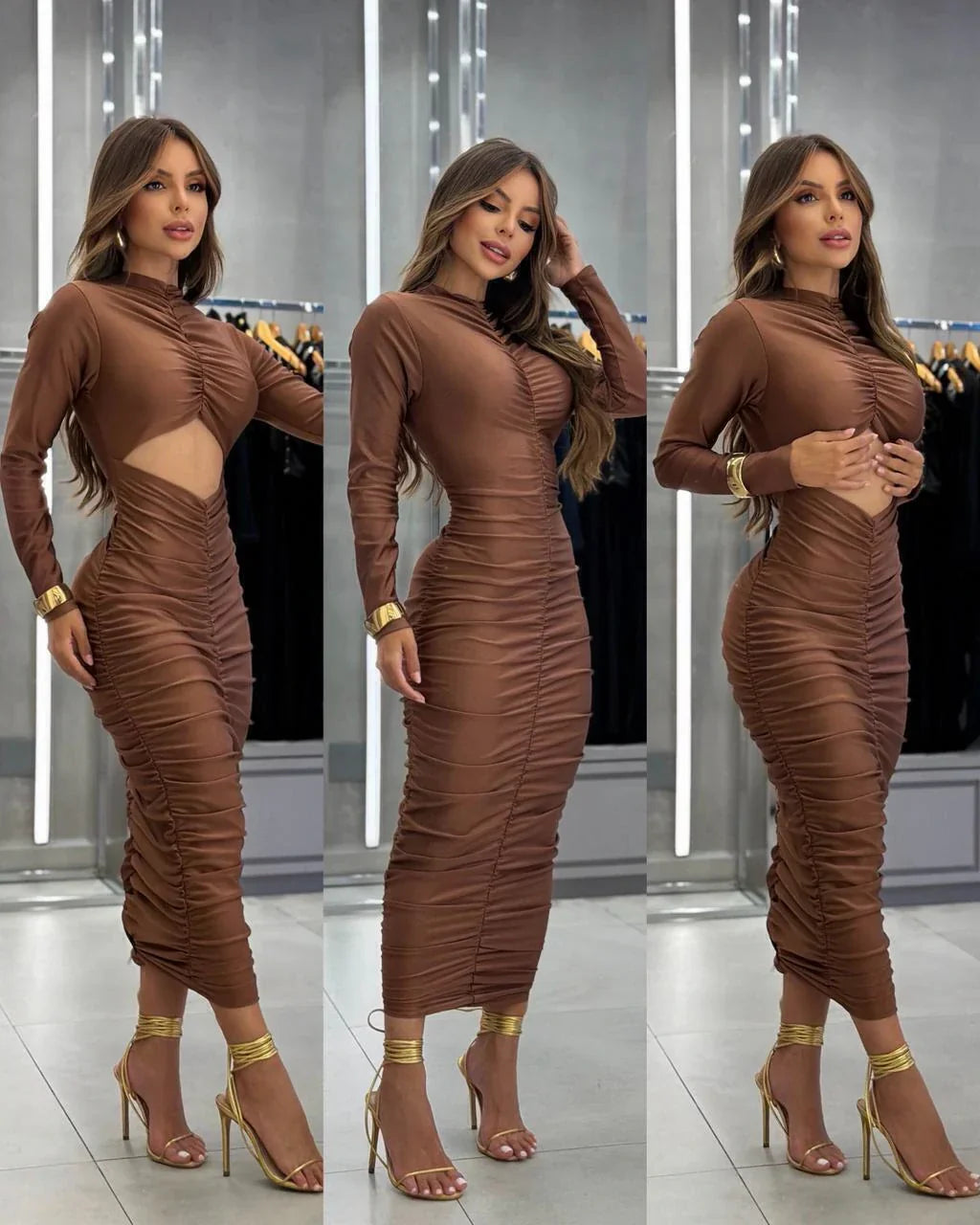 Vestido Midi Valerie - Marrom