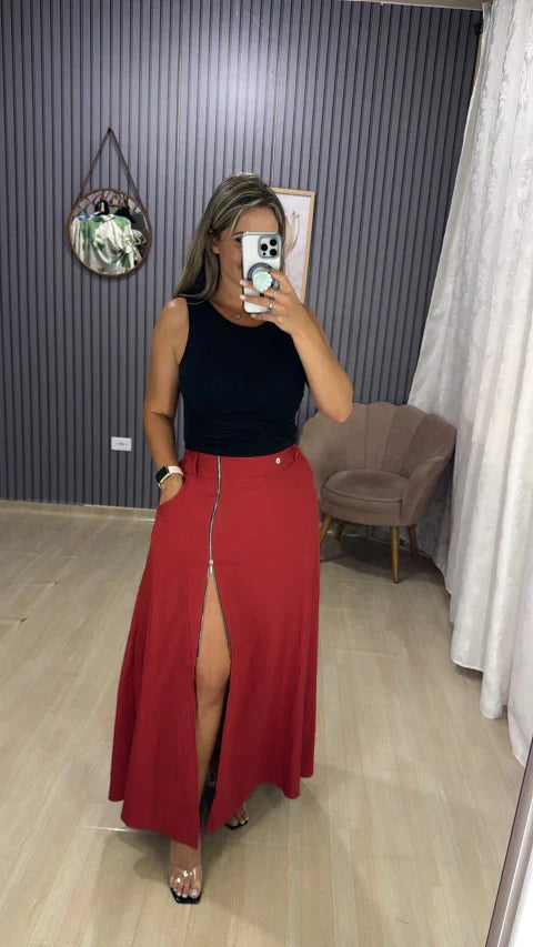 Saia longa zíper Bia