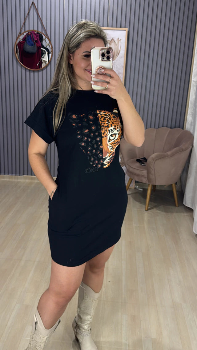 Vestido Camisetão Onça