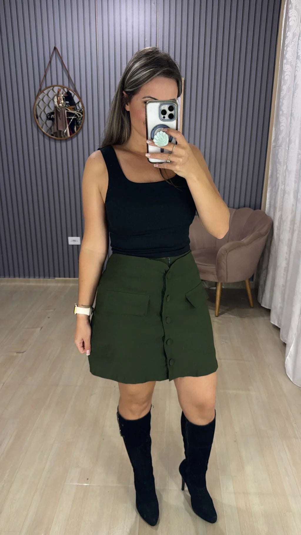 Shorts saia botões plus