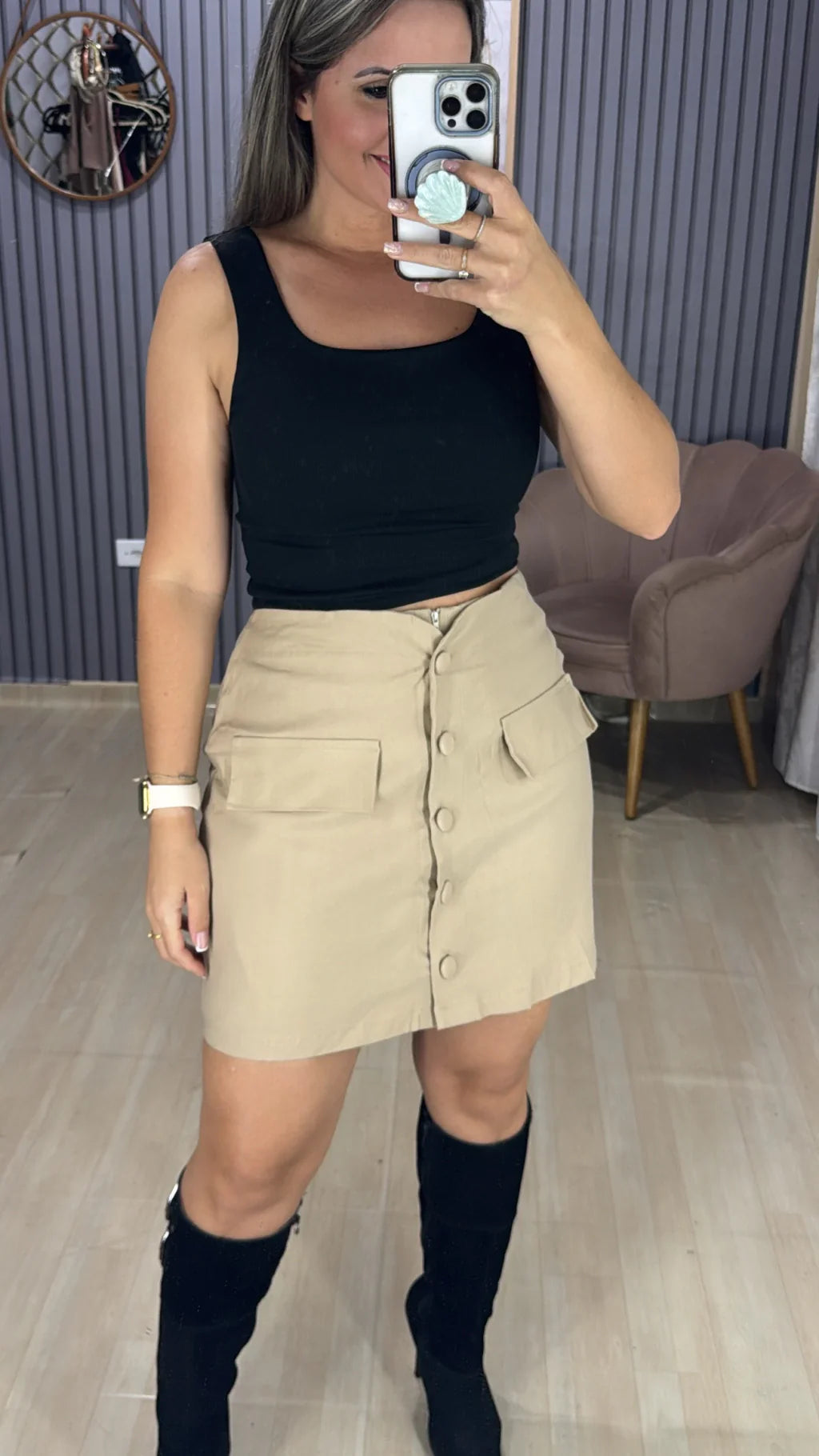 Shorts saia botões plus